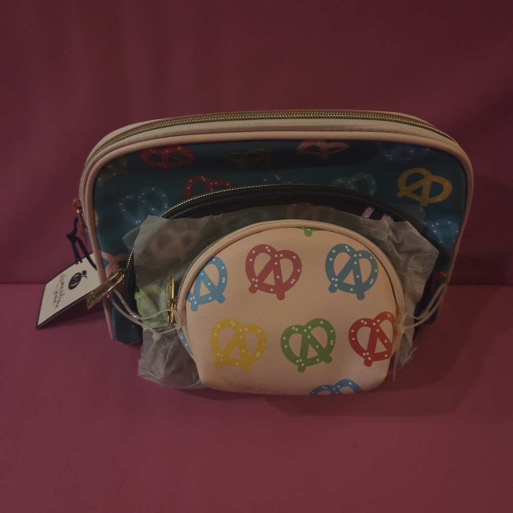 Clementine And Jane Colorful Pretzel Print Women's Bag Set Of 3